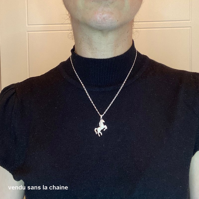Pendentif cheval sauvage tendance - Argent massif