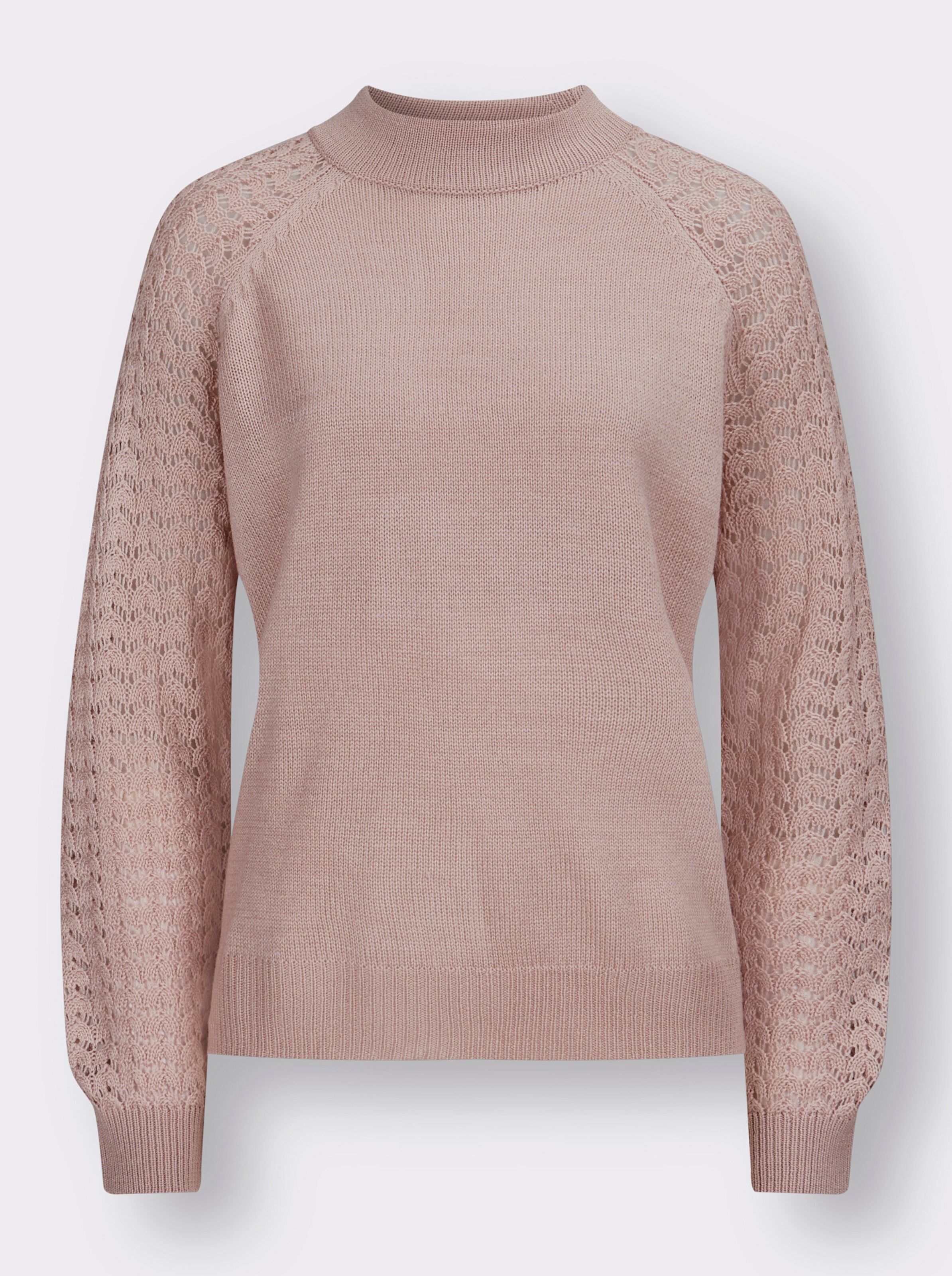 Stehkragenpullover mit Ajour-Muster