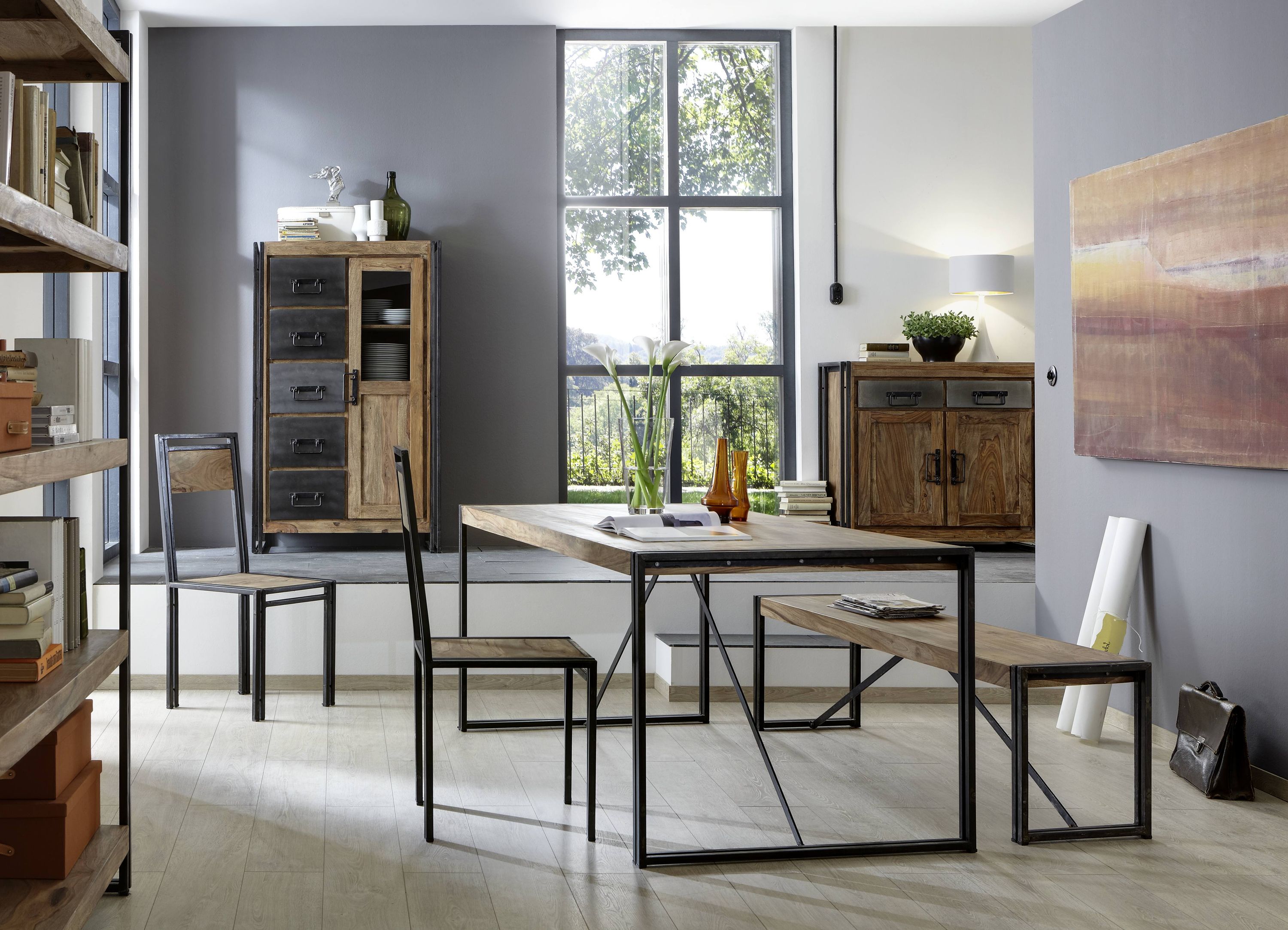 Tisch 180x90 cm Akazie Altmetall Esstisch Küchentisch Esszimmer Speisetisch