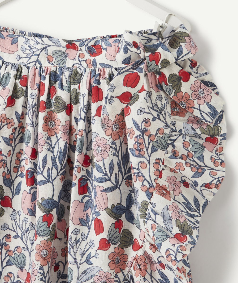 JUPE FILLE À VOLANTS EN COTON IMPRIMÉ FLEURI
