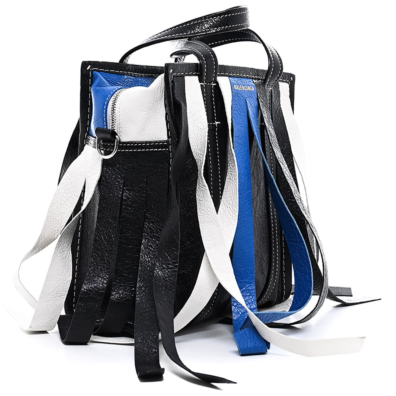 Balenciaga Sac bandoulière Bazar à franges en Cuir noir - Très bon état - L.21 cm
