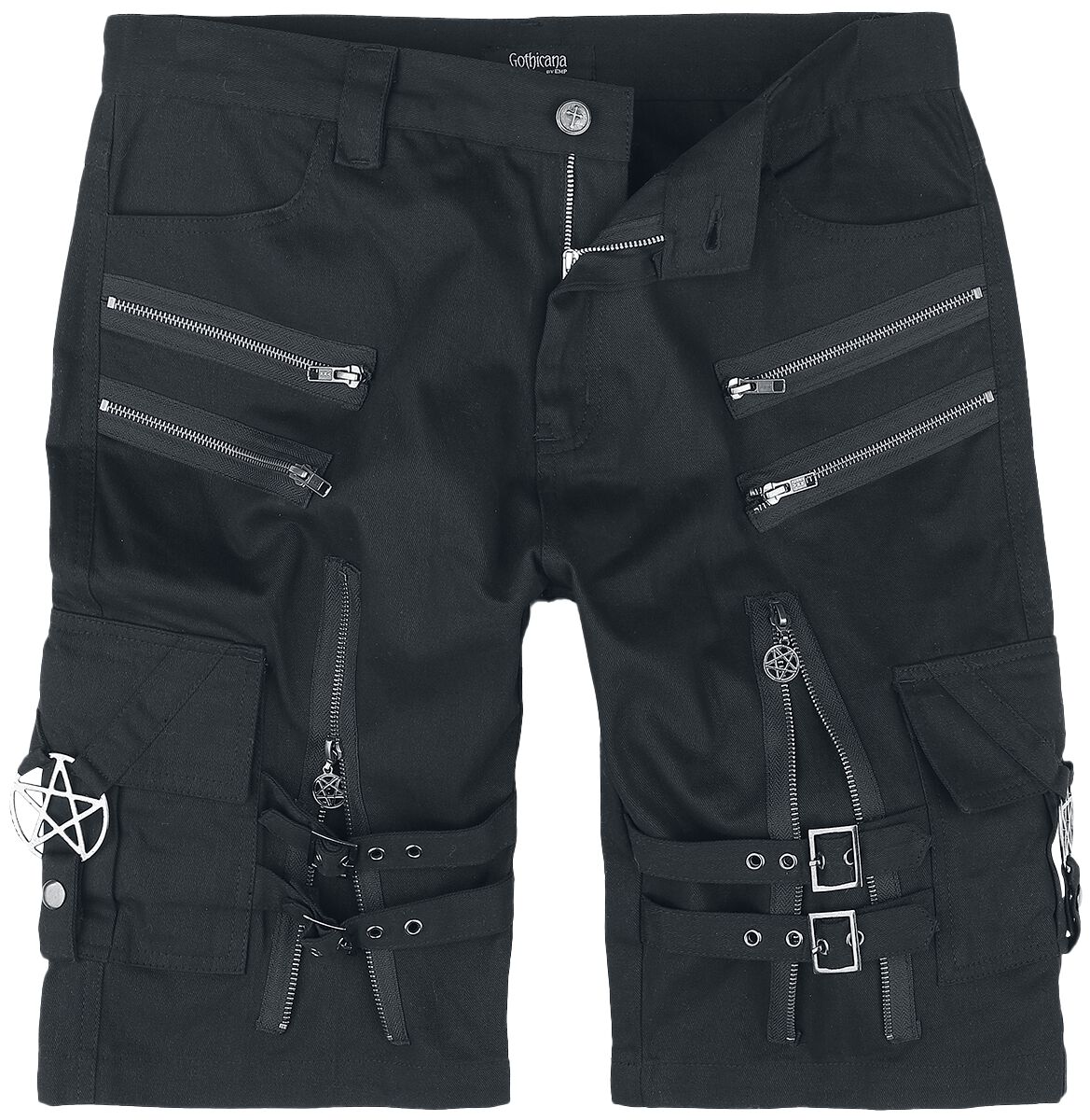 Short avec sangles, boucles et fermetures Éclair | Gothicana by EMP Short