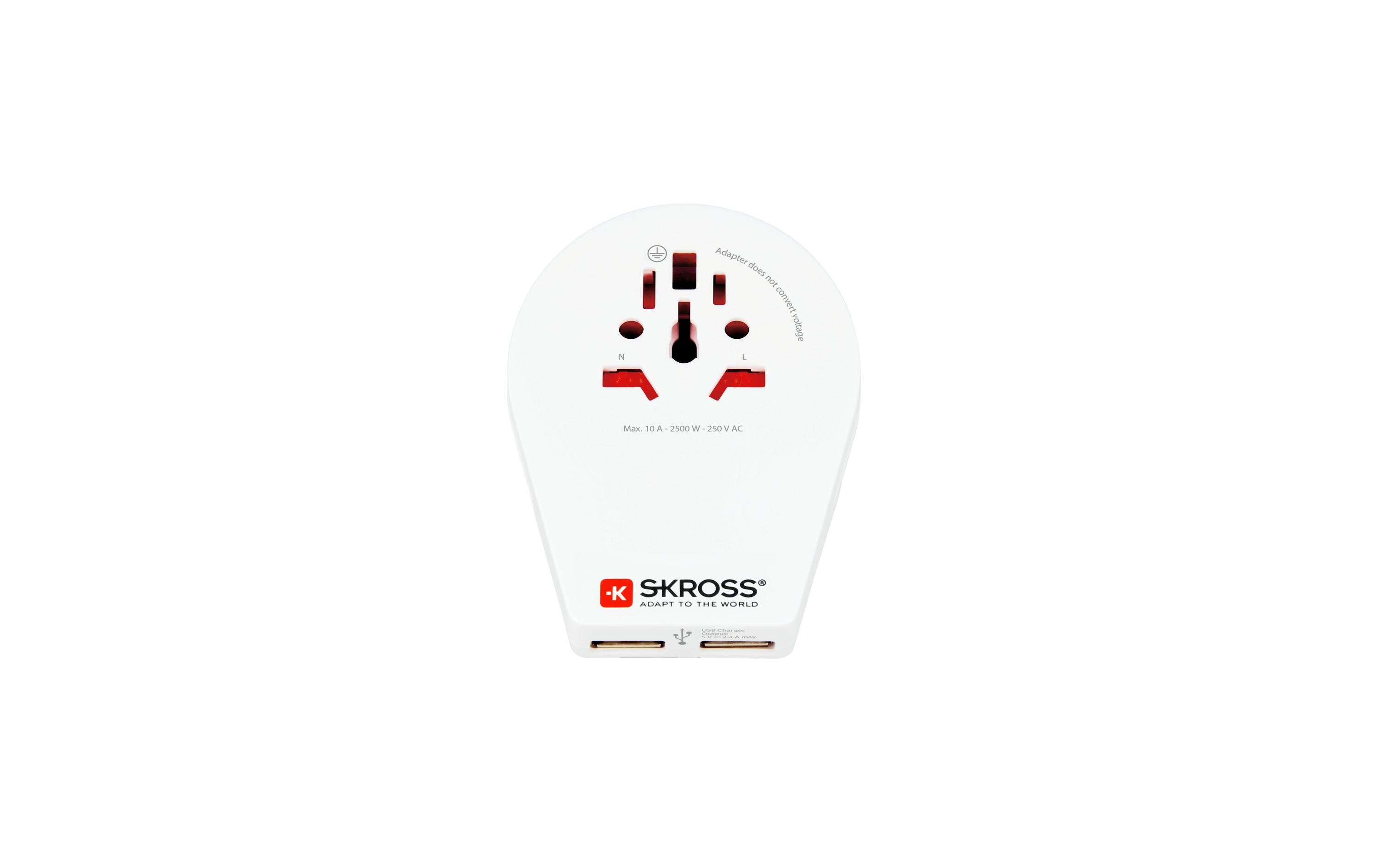 Reiseadapter Country World / CH-IT-BRA, USB3in1 Reiseadapter