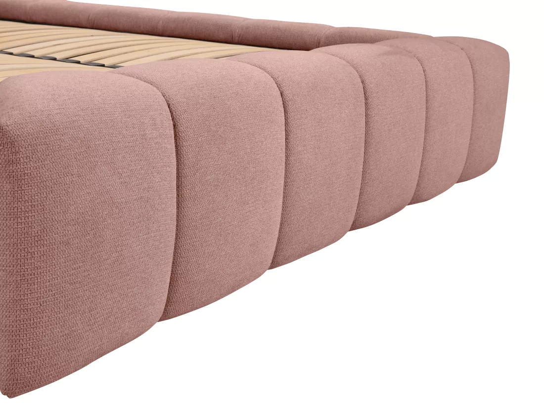 Lit coffre 180 x 200 cm - Tissu - Rose + Matelas - FORVIK de Pascal Morabito