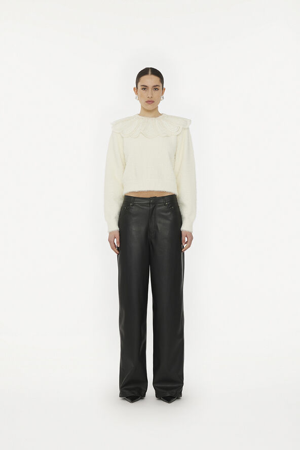 ROTATE Birger Christensen WIDE LEG 5 POCKET PANTS Black