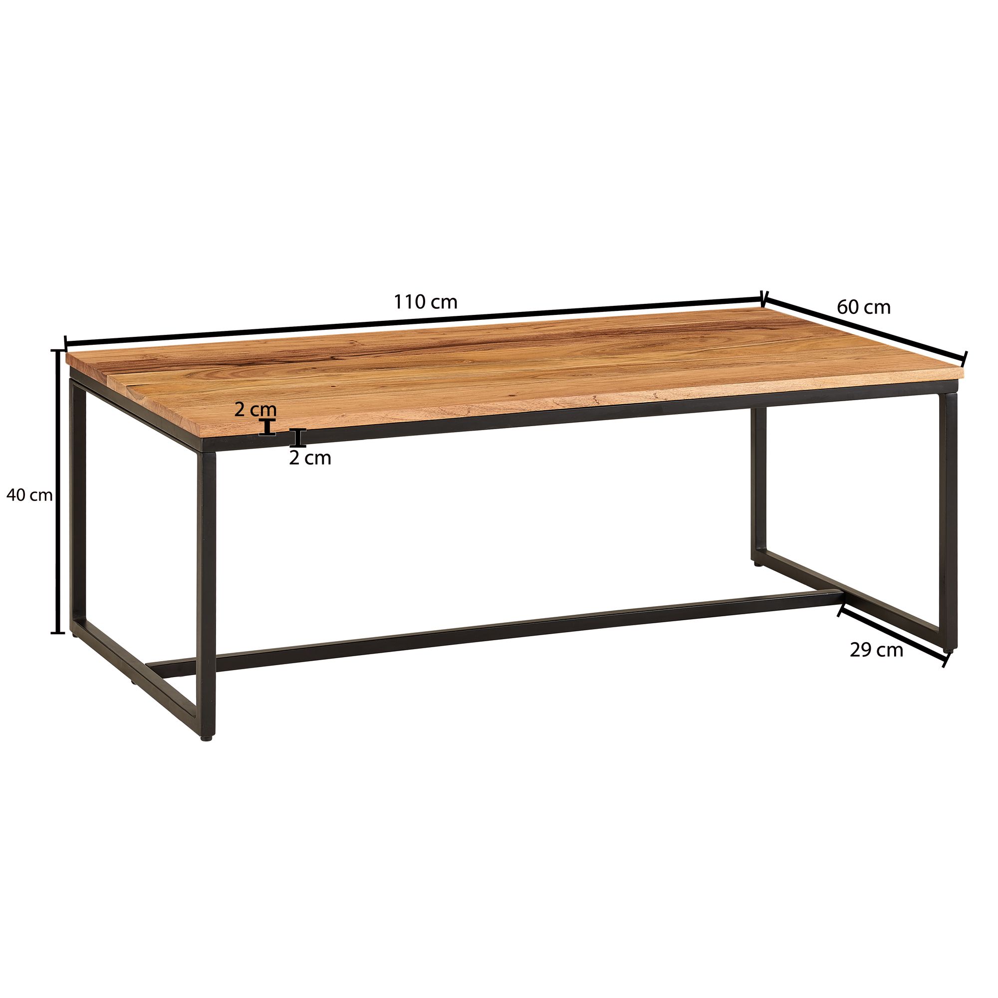 FineBuy Couchtisch 110x60x40cm Wohnzimmertisch Holz Massiv Sofatisch Tisch Eckig