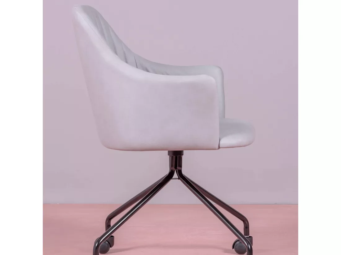 Chaise de bureau rembourrée en tissu vintage - Skyline - Gris clair