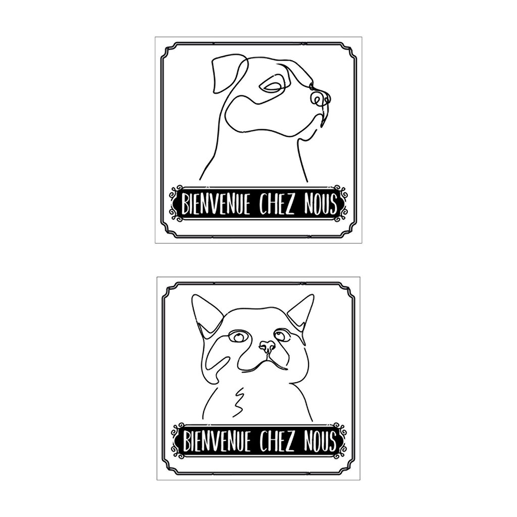 Plaque animaux bienvenue chez nous 20x20cm