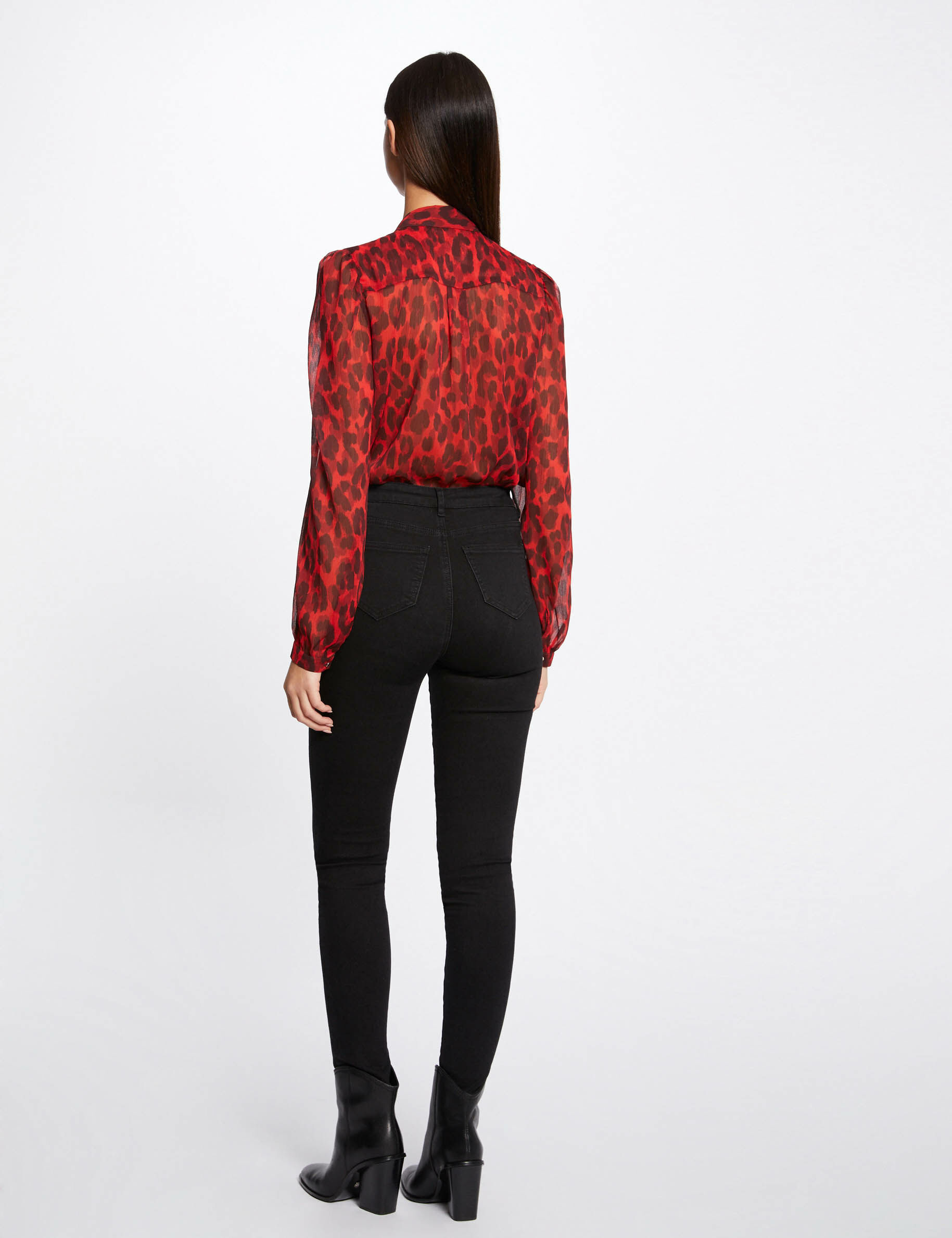 Chemise manches longues imprimé léopard multico femme - multico