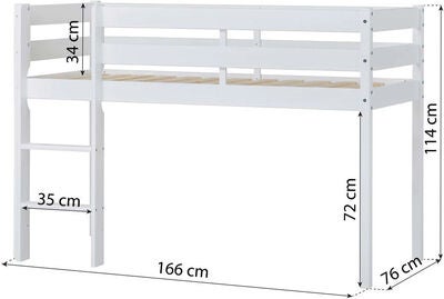 Hoppekids ECO Comfort  Halvhøy Loftseng 70x160, Hvit