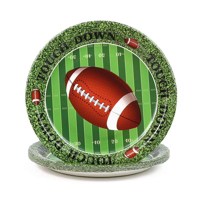 (96-tlg. Set) Einweg Geschirr Super Bowl Party Tisch Deko inkl. Teller / Servietten / Papp Becher - Football