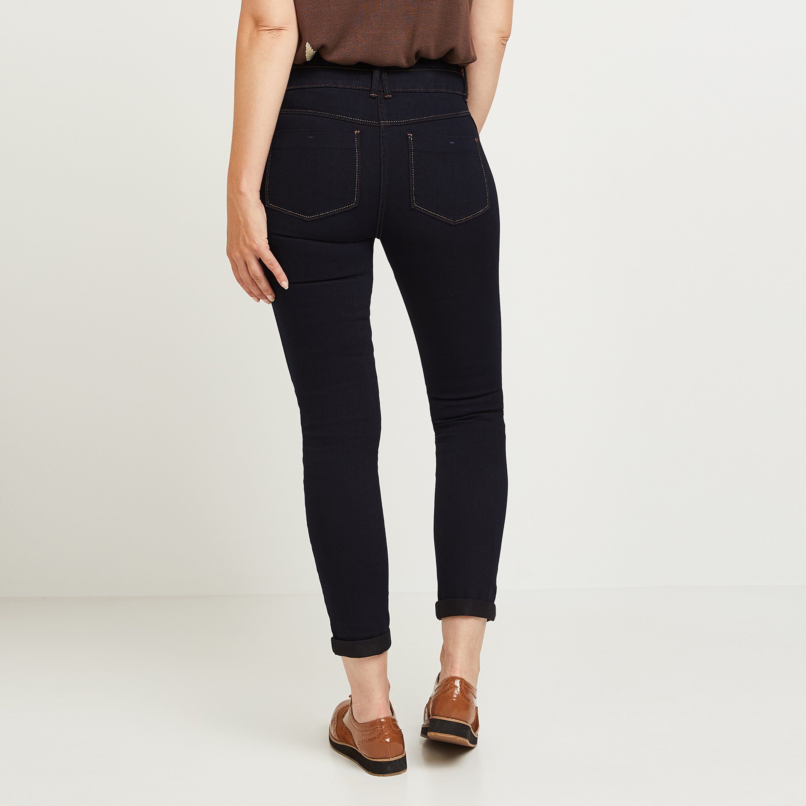 Jean raccourci taille haute HANOI femme - BLUE BLACK