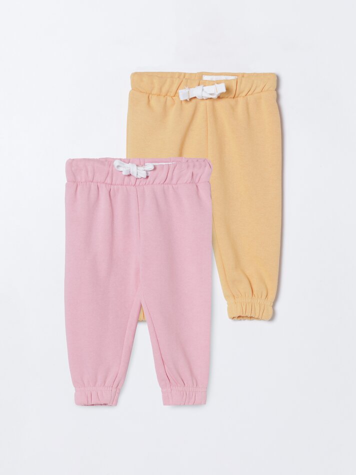 Conjunto com 2 calças de fleece básicas - tamanho médio, laranja.