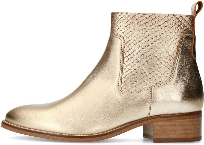Manfield - Cowboylaarsjes - Goud - Leer - Blokhak 3 cm