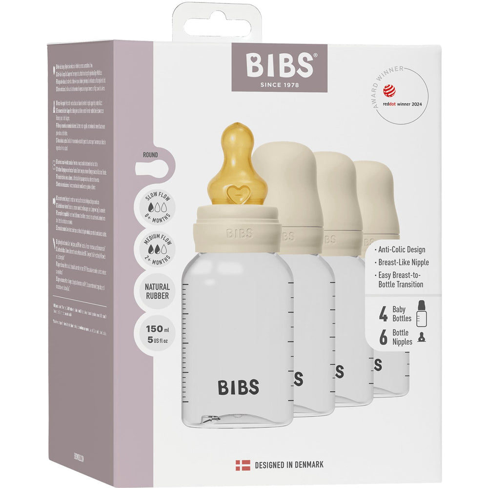 Køb Bibs Ivory Baby Flaske Round Latex 4-Pak