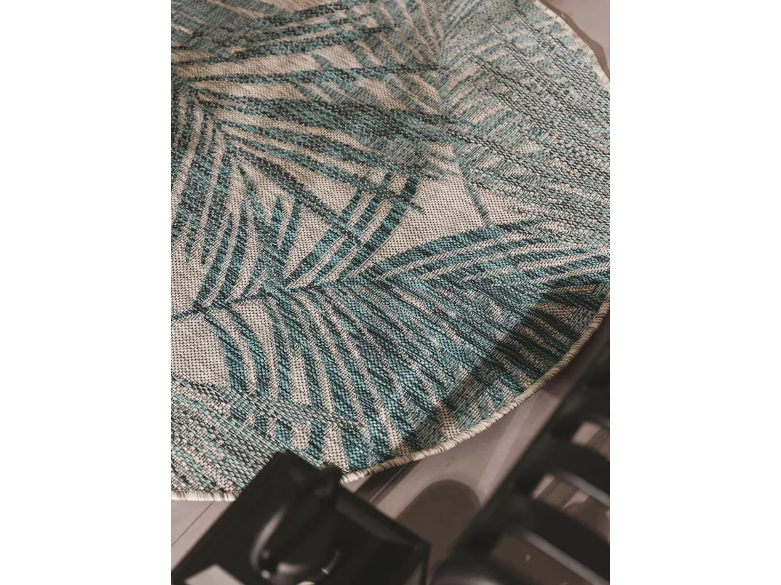 Tapis d'extérieur & intérieur rond Cleo Bleu ø 120 cm rond