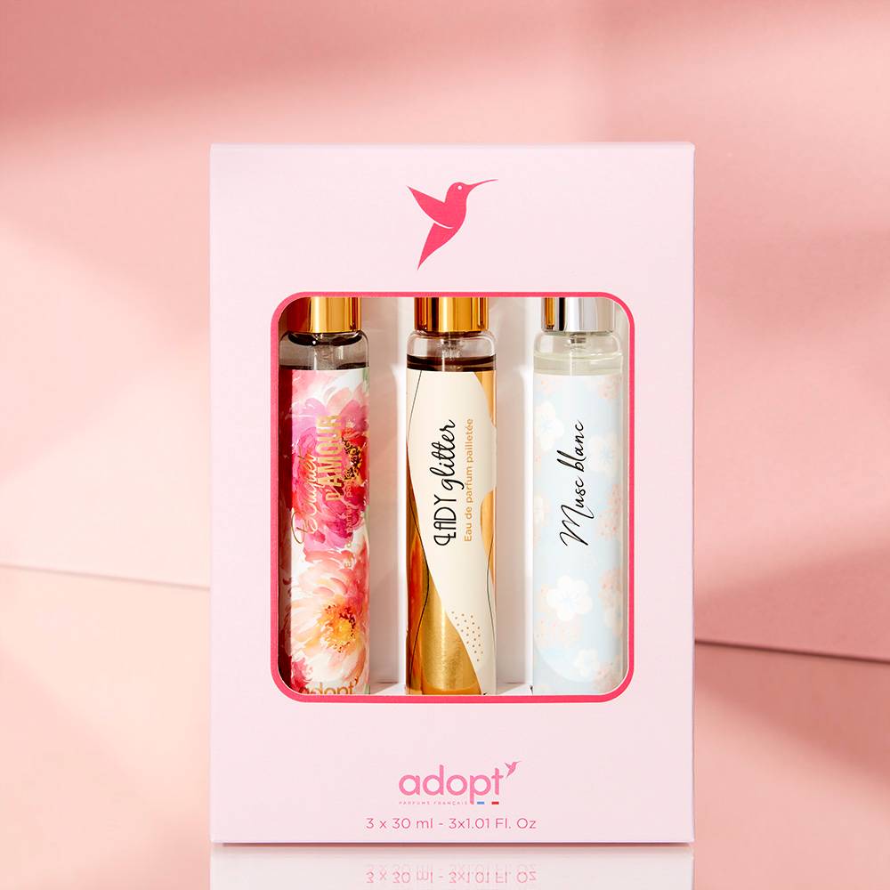 Coffret 3 eaux de parfum Bouquet d'Amour 30 ml + Lady Glitter 30 ml + Musc Blanc 30 ml