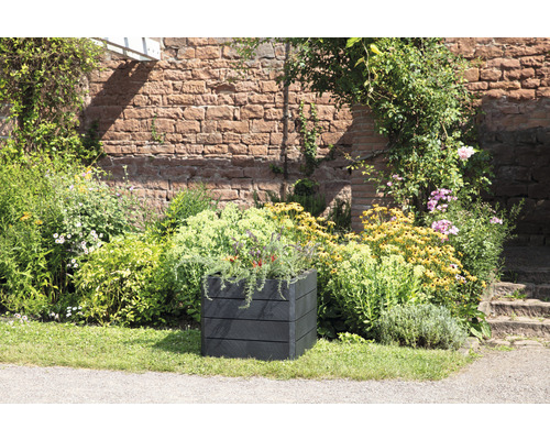 Klassieke verhoogde tuinbak GARANTIA ERGO Quadro S 50 incl. Flora waterbesparend systeem 60 x 60 x 50 cm steen