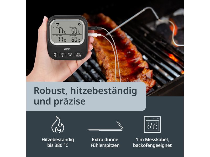 ADE Digitales Braten- und Ofenthermometer Schwarz BBQ-Thermometer