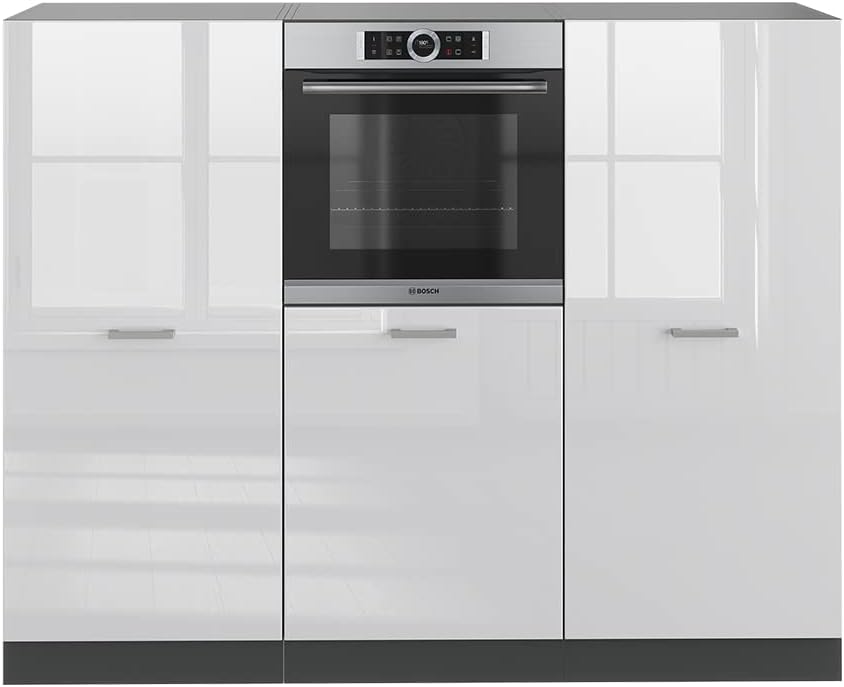 Vicco Küchenblock R-Line, Weiß Hochglanz/Anthrazit, 180 cm ohne Arbeitsplatte