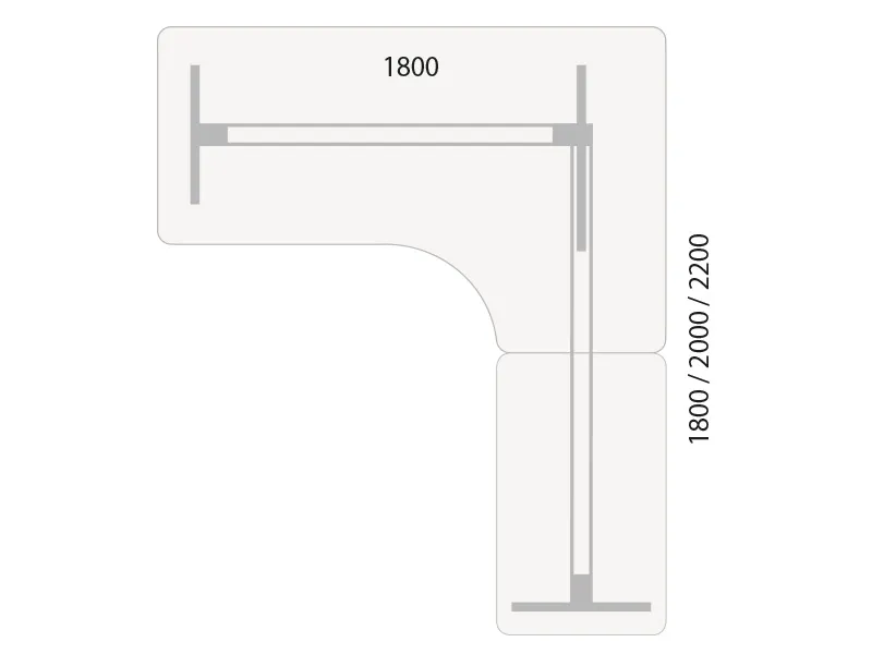 Hæve-sænkebord DNA 1800x1800 mm Højre Antracit 3-ben/Sort
