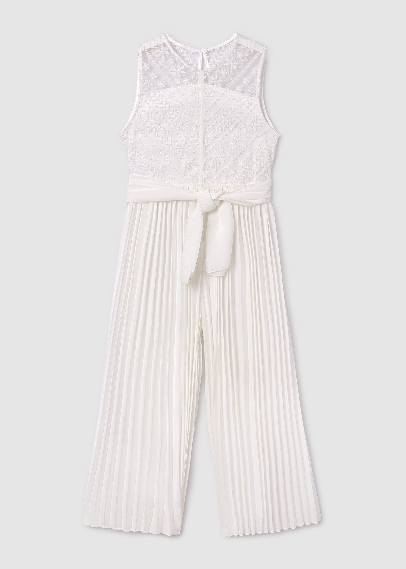 Macacão plissado infantil, cor creme