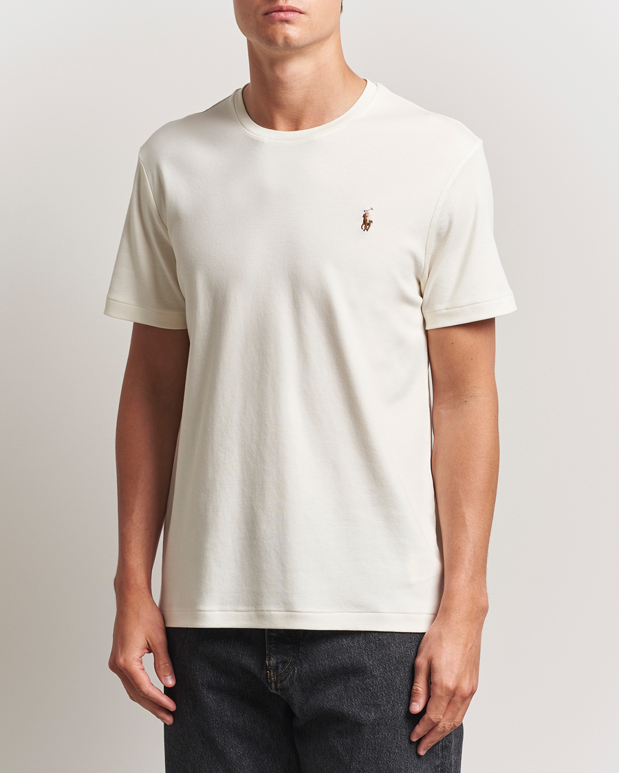 Polo Ralph Lauren Luxury Pima Cotton Crew Neck T-Shirt Pale Cream