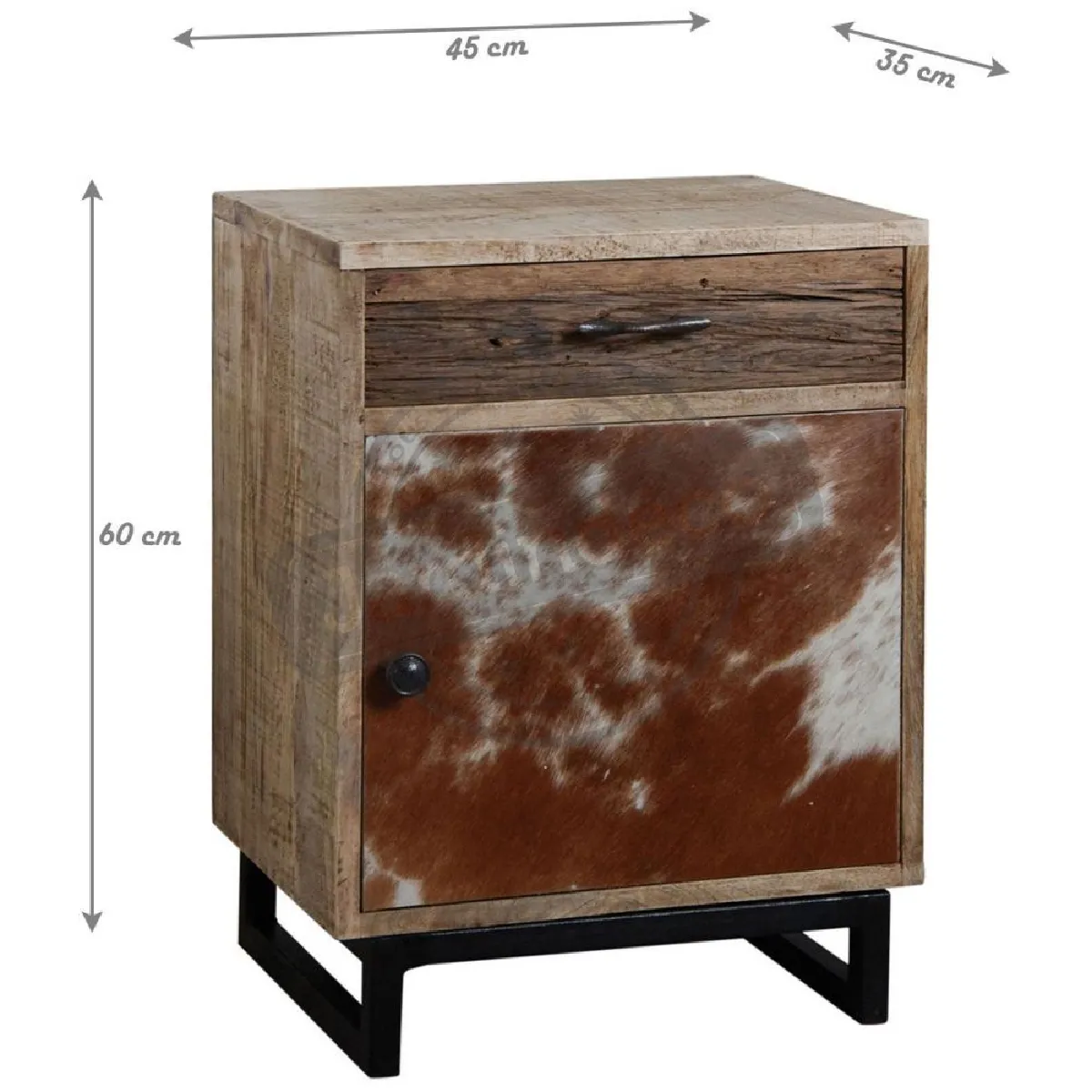 AUBRY GASPARD Table de nuit - Manguier et peau de vache