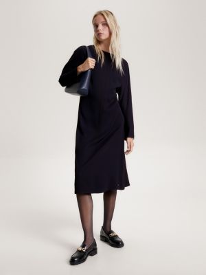 Vestido longo estilo camisa em sarja