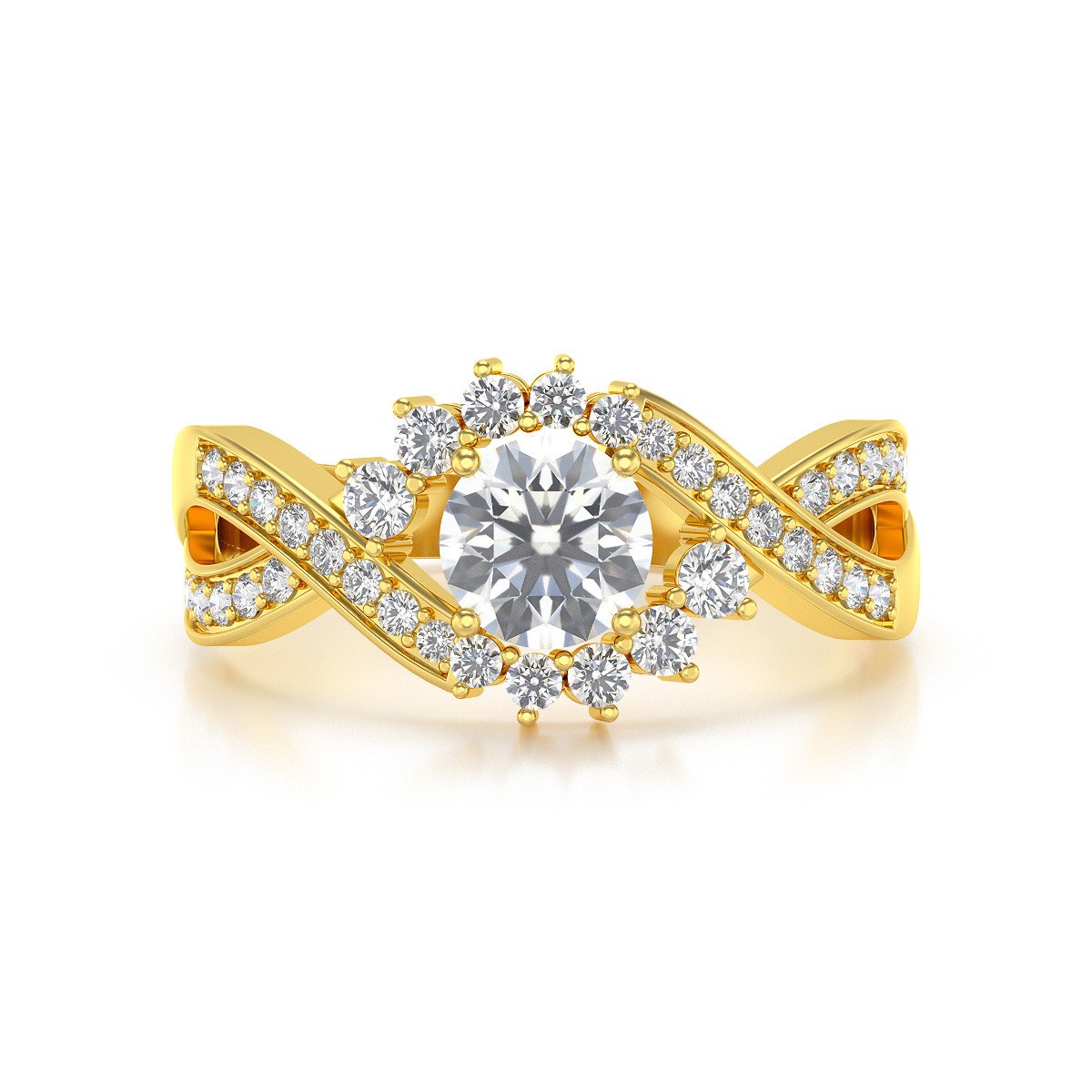 Bague ADEN Or Jaune Moissanite et Diamants 3.2grs