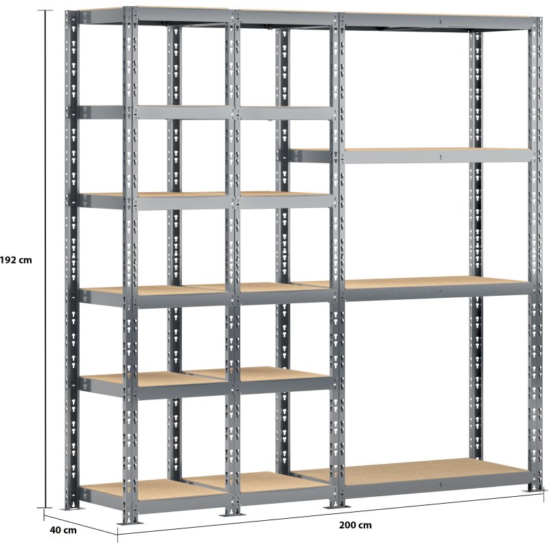 Rayonnage MODULO - Module 3 étagères - 16 plateaux