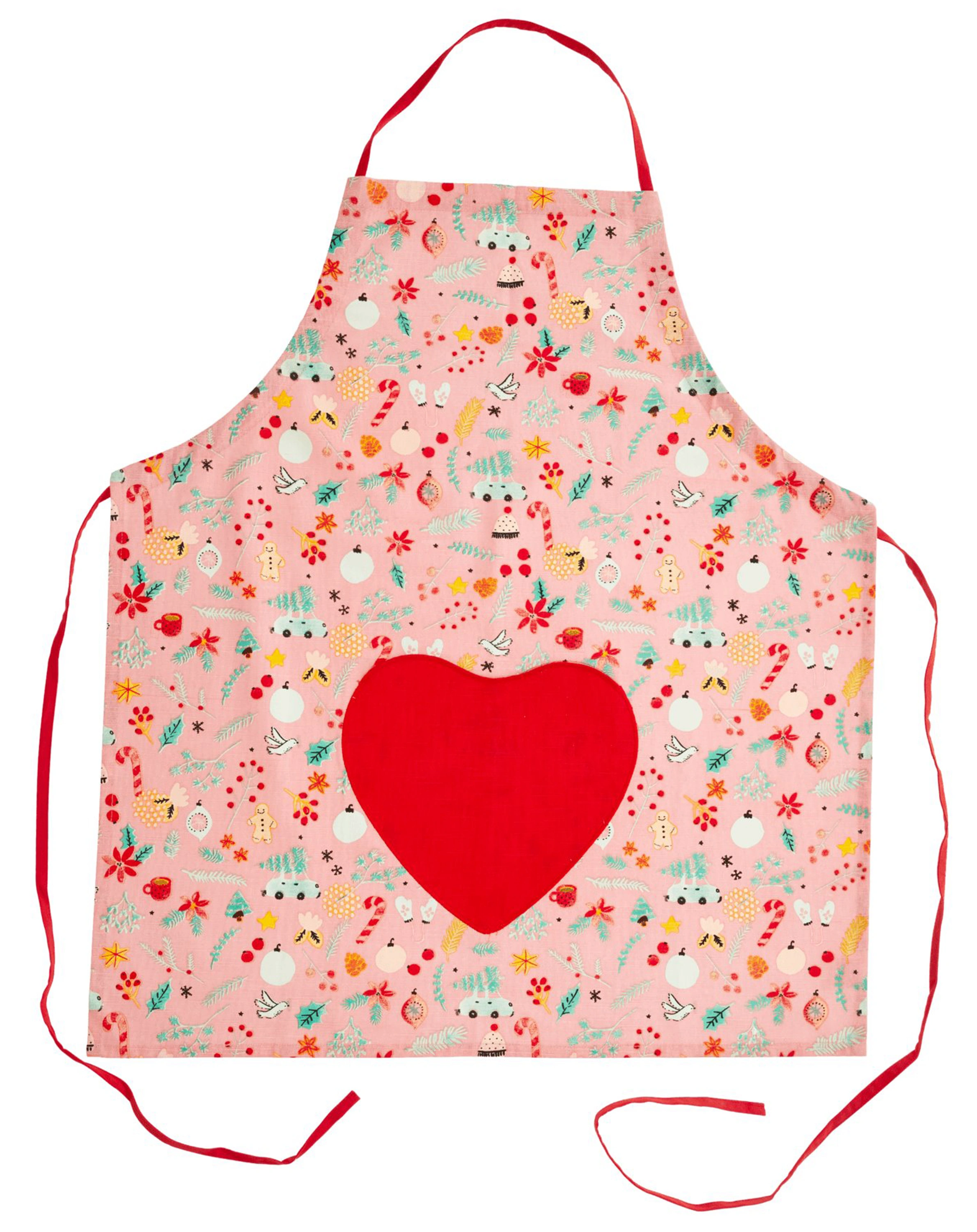 Baumwoll-Schürze CHRISTMAS HEART in rosa