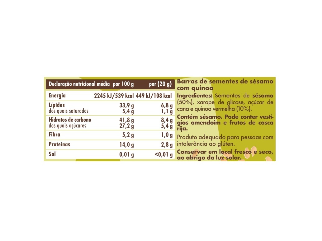 BARRA SALUTEM CROCANTE SÉSAMO QUINOA 40G
