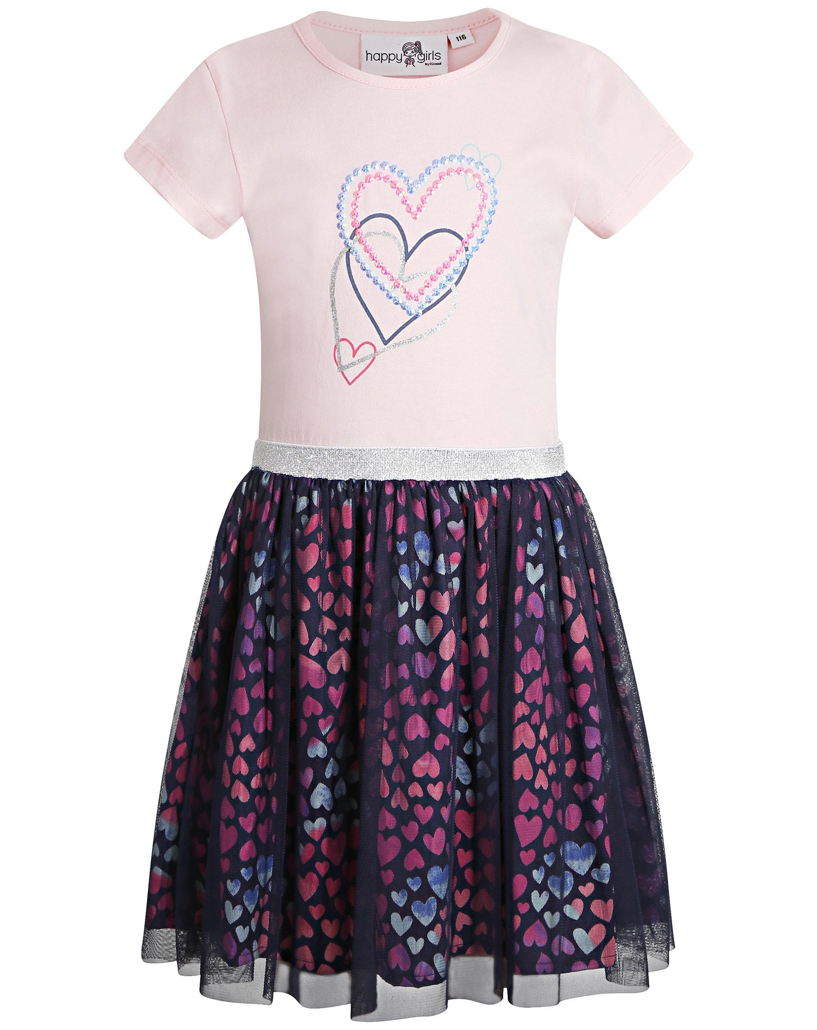 Kurzarm-Kleid PAILLETTEN HEARTS in rose