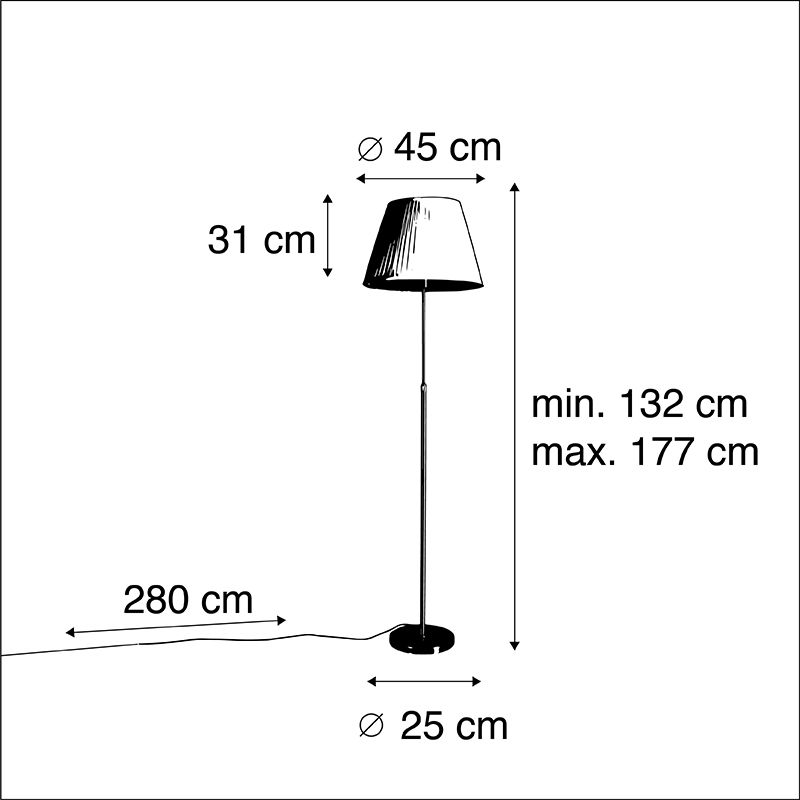 Vloerlamp brons met plisse kap crème 45 cm verstelbaar - Parte