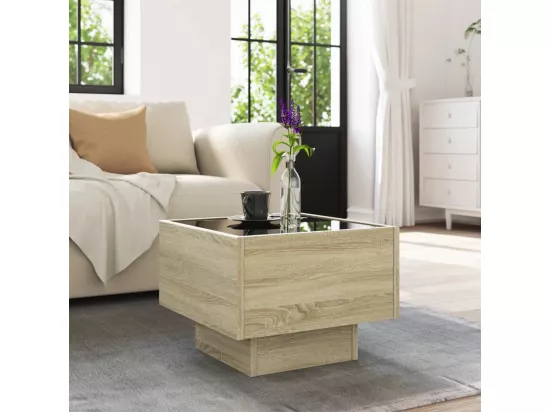 Table d'appoint et LED chêne sonoma 40x40x30 cm bois ingénierie