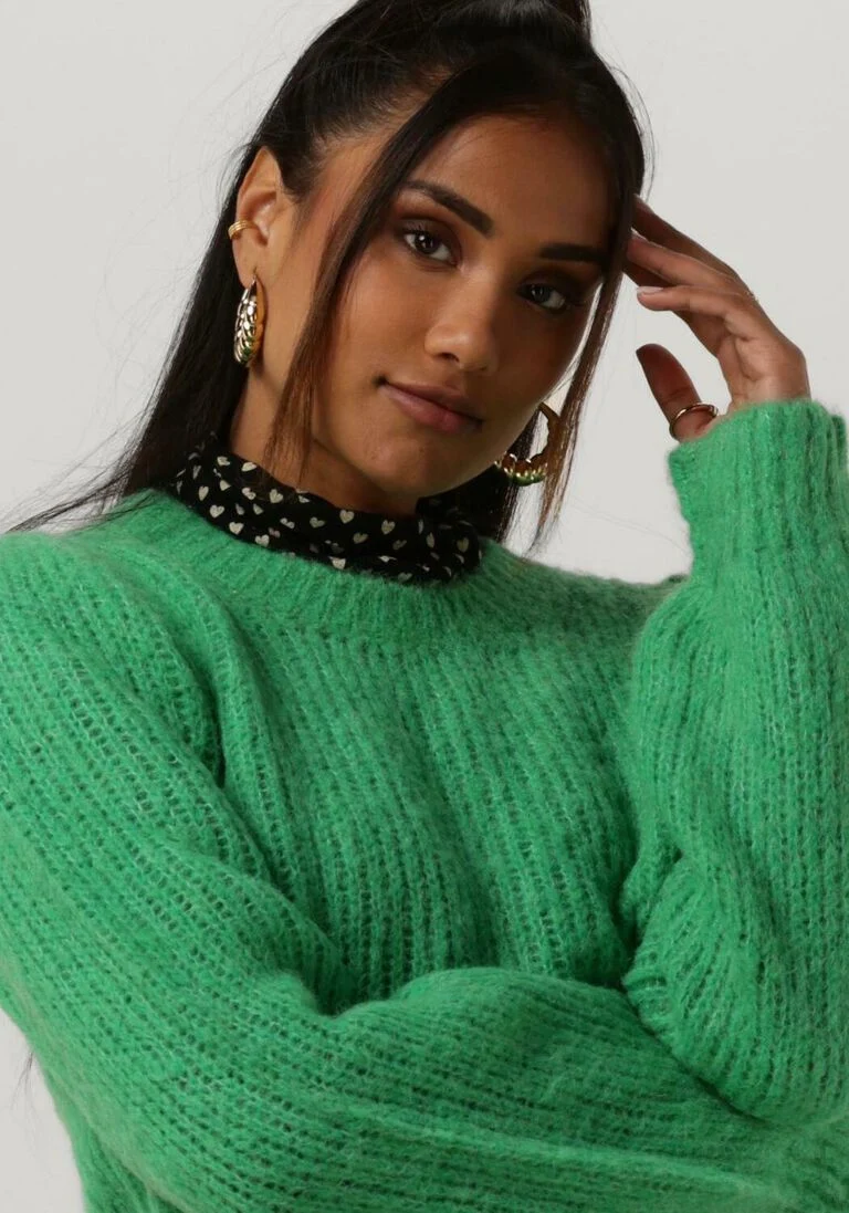 NEO NOIR groene neo noir trui martina fluffy knit blouse
