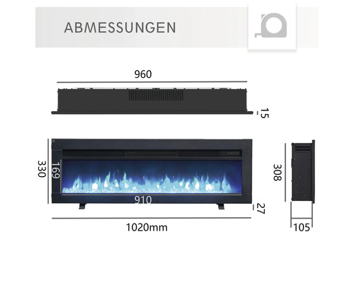 BALDERIA Agnes elektrische haard 102 x 33 cm 2000 W