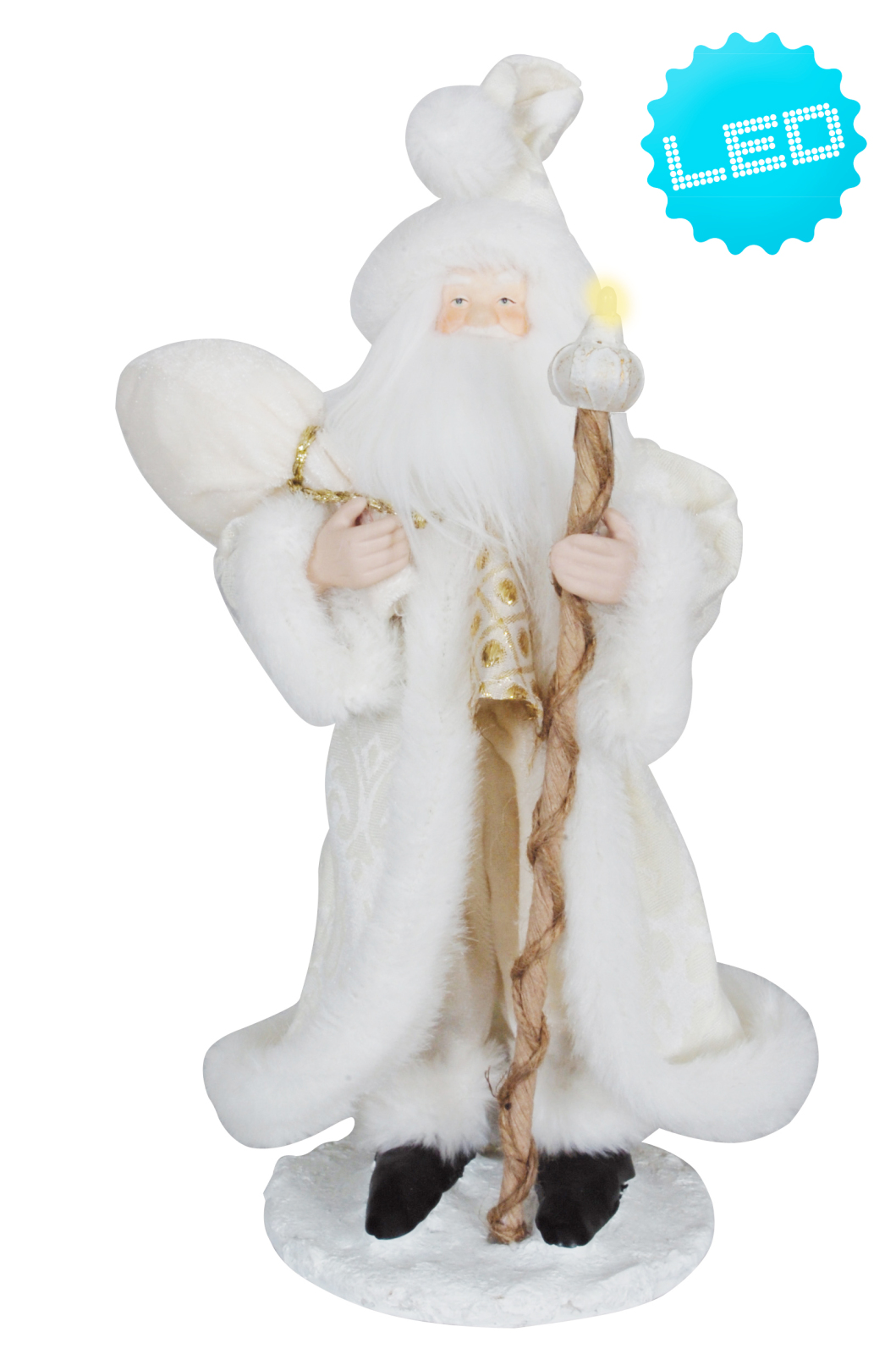 LED-Deko-Weihnachtsmann - weiß - 28,5 cm hoch