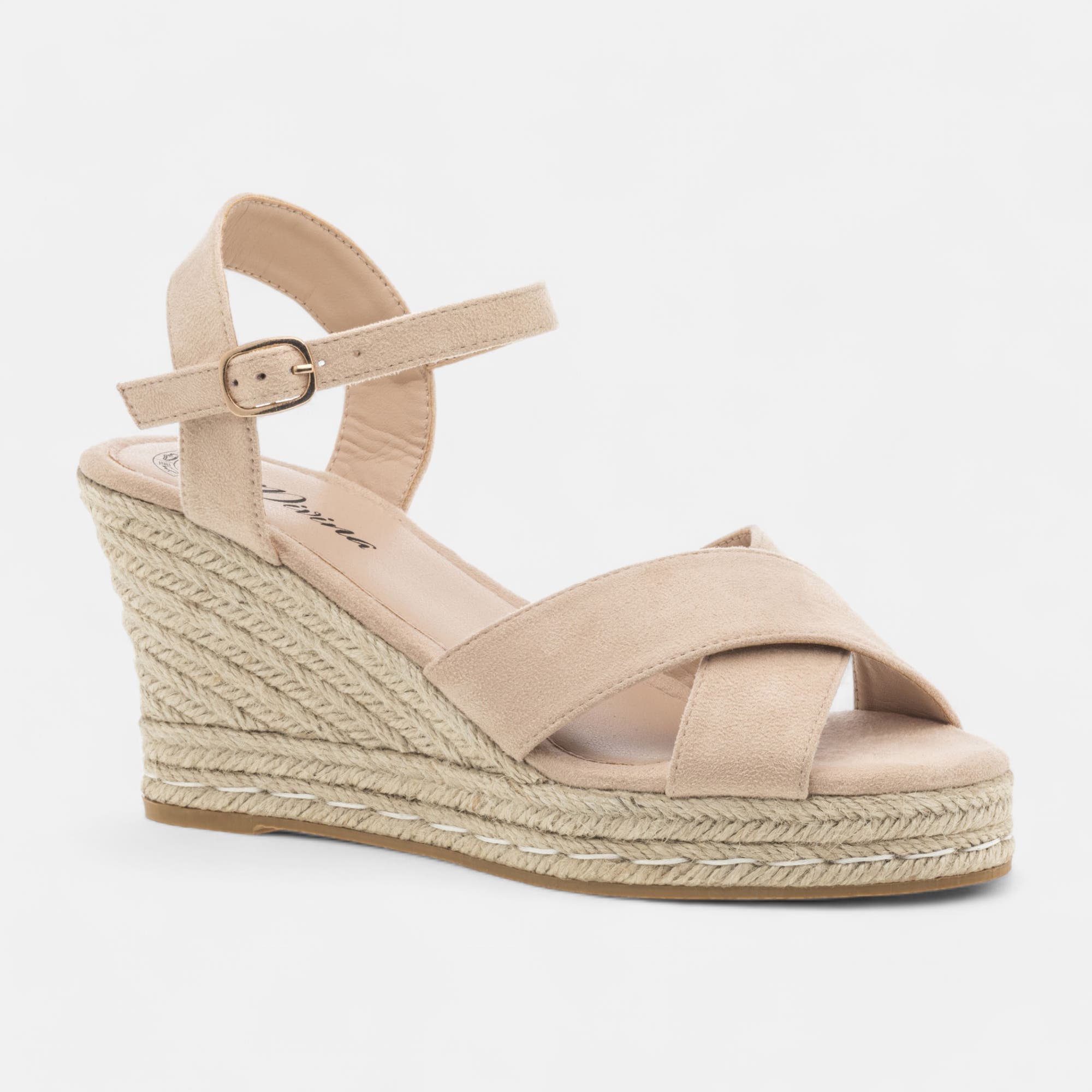 Espadrilles à talon compensé Femme beige