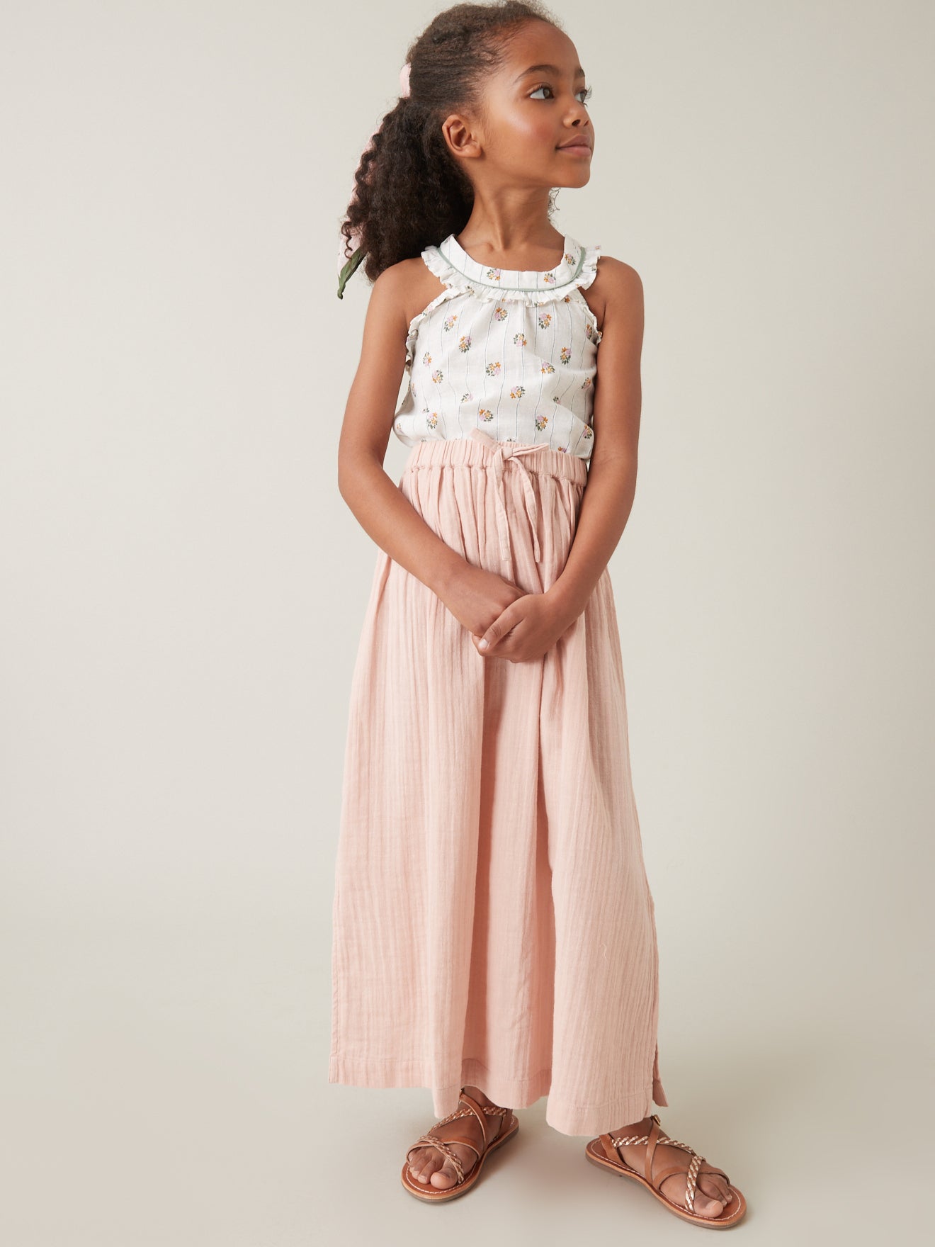 Jupe longue Fille en coton double gaze