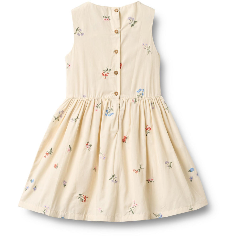Køb Wheat Ivory Embroidery Flowers Kjole Thelma