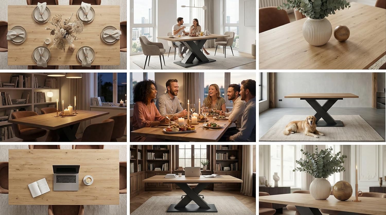 Newroom Esstisch Ausziehbar Anthrazit Wildeiche Esszimmertisch Modern - 150x76x90 cm (BxHxT) - Tisch Küchentisch Speisetisch - Esszimmer Küche Wohnzimmer