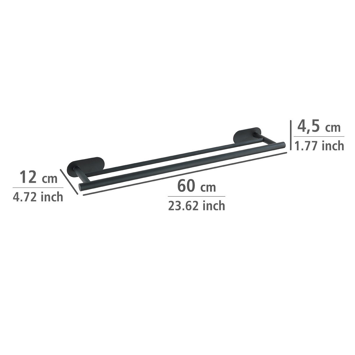 Wenko Orea turbo-loc handdoekhouder duo RVS zwart mat