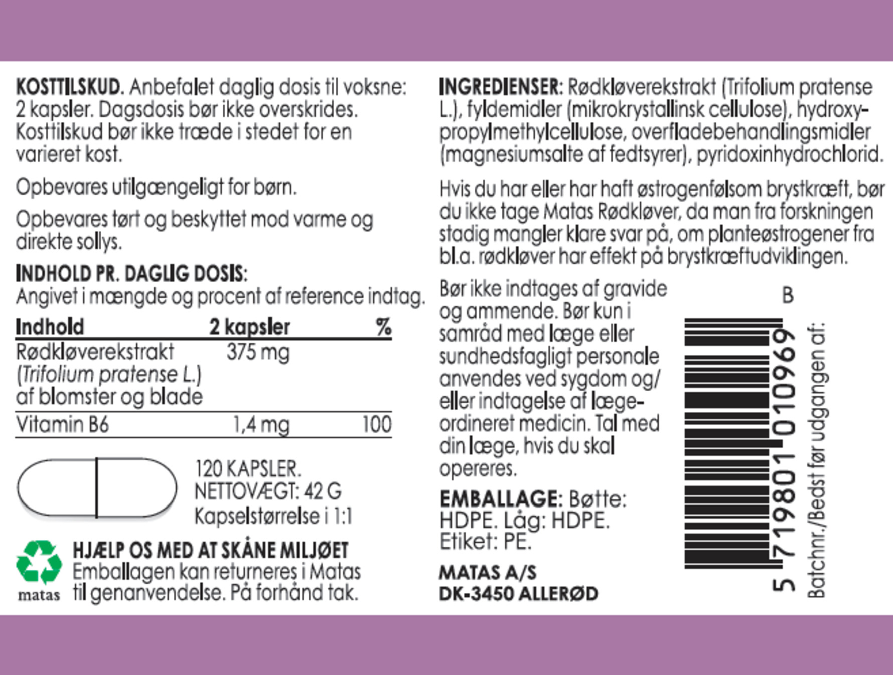 Matas Striber Rødkløver 120 kaps.