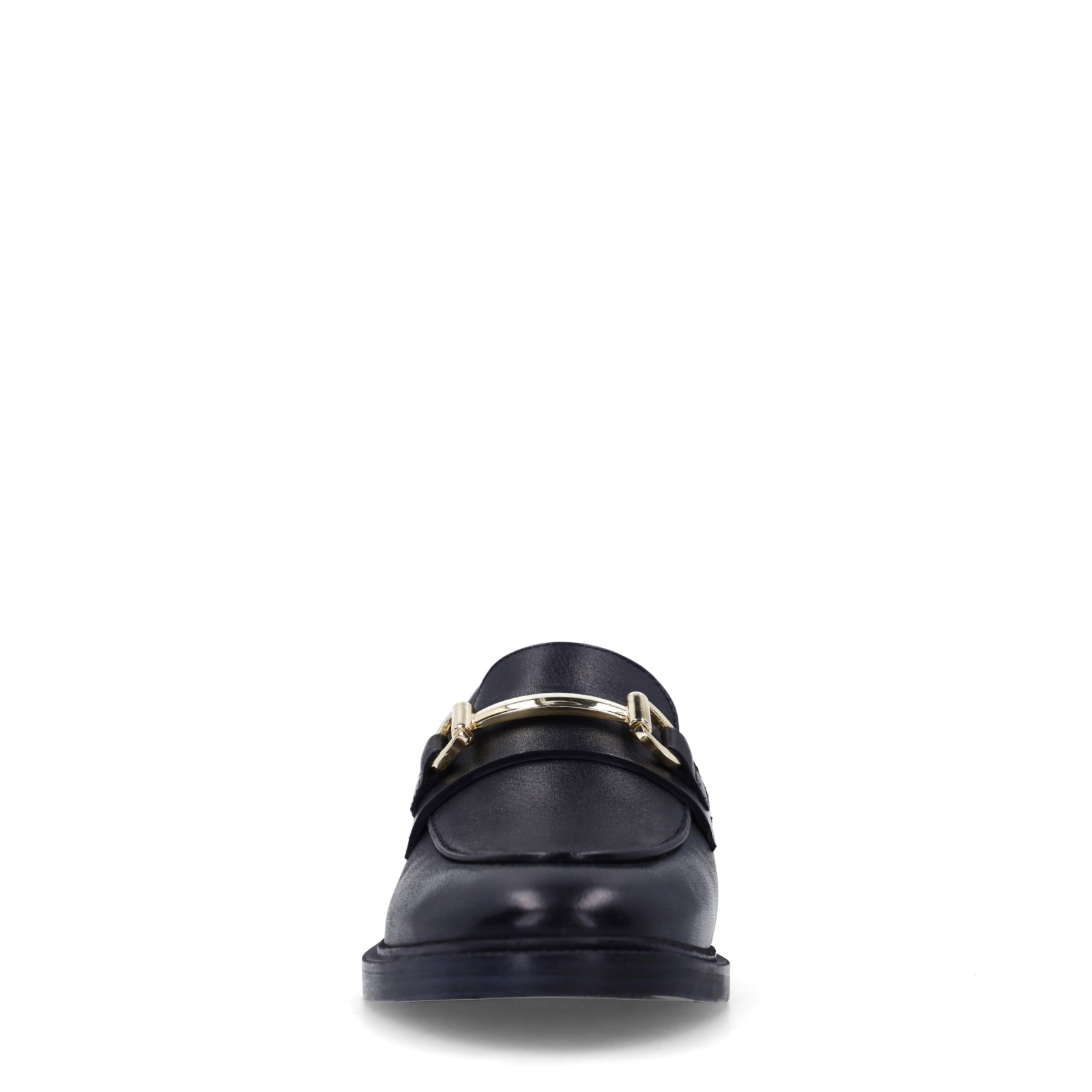Zwarte leren loafers met goudkleurig detail