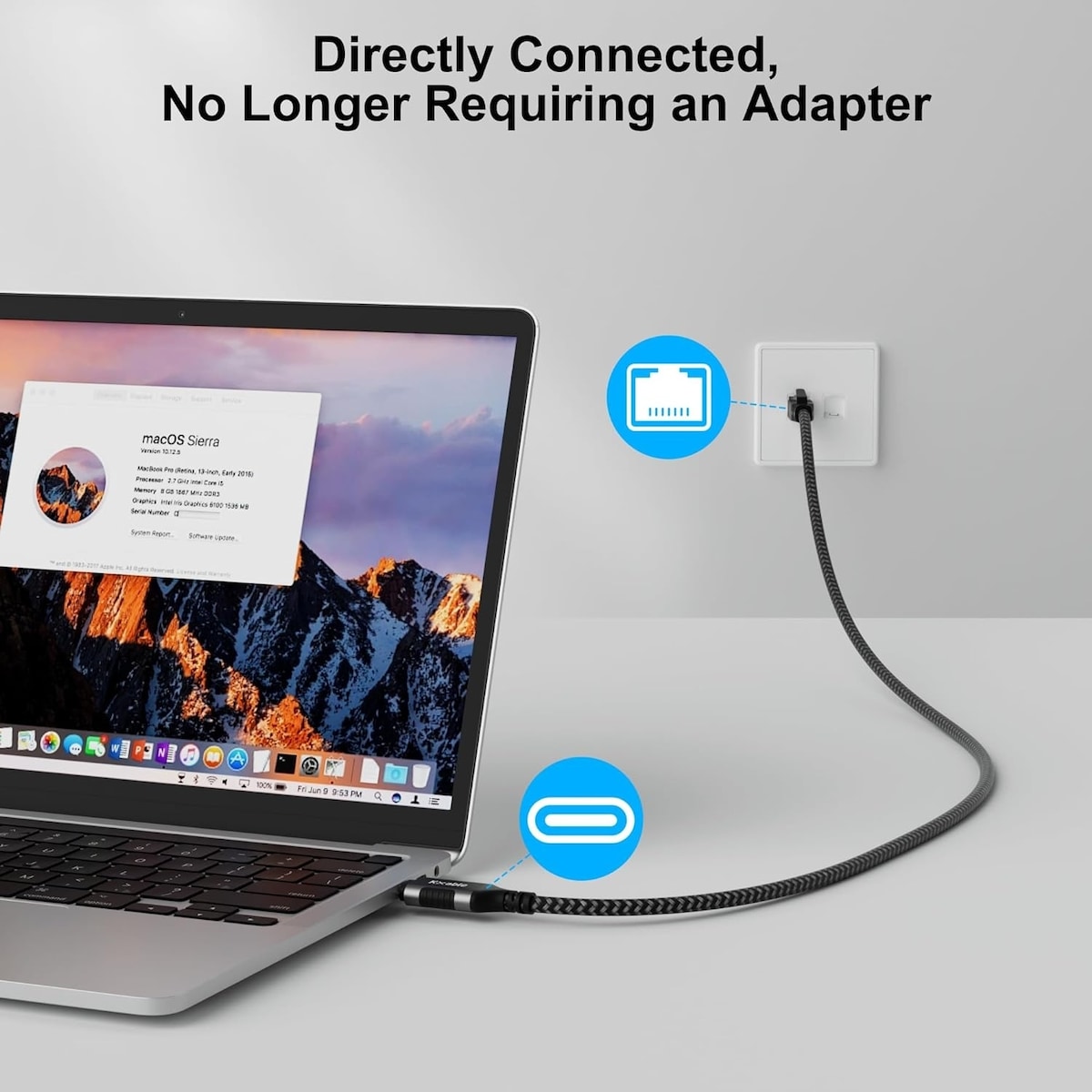 NÖRDIC 3m USB-A 3.1 til RJ45 1Gbps LAN Windows, MacOS, Linux, ChromeOS