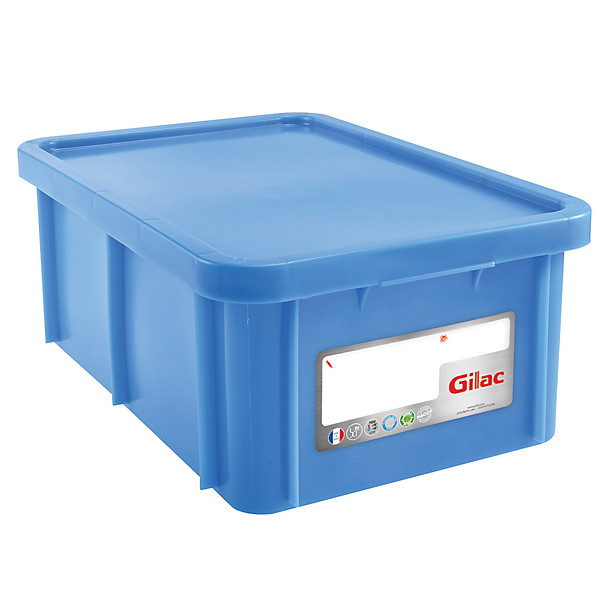 Bac bleu HACCP avec couvercle 35 L Gilac