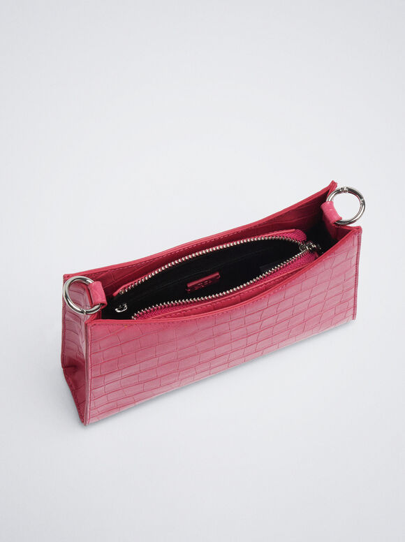 Bolsa de ombro com estampa animal - Rosa