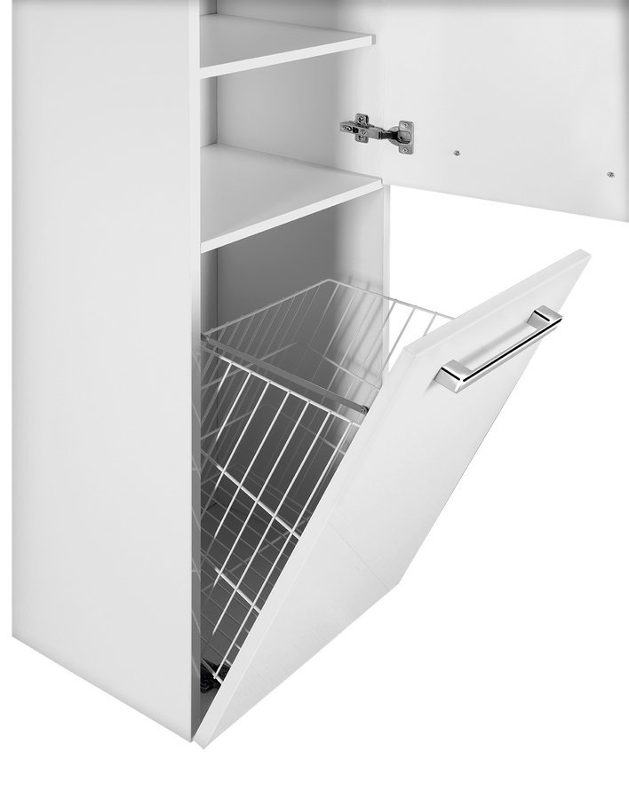 Aqualine Vega kolomkast met wasmand 150x40x31cm wit